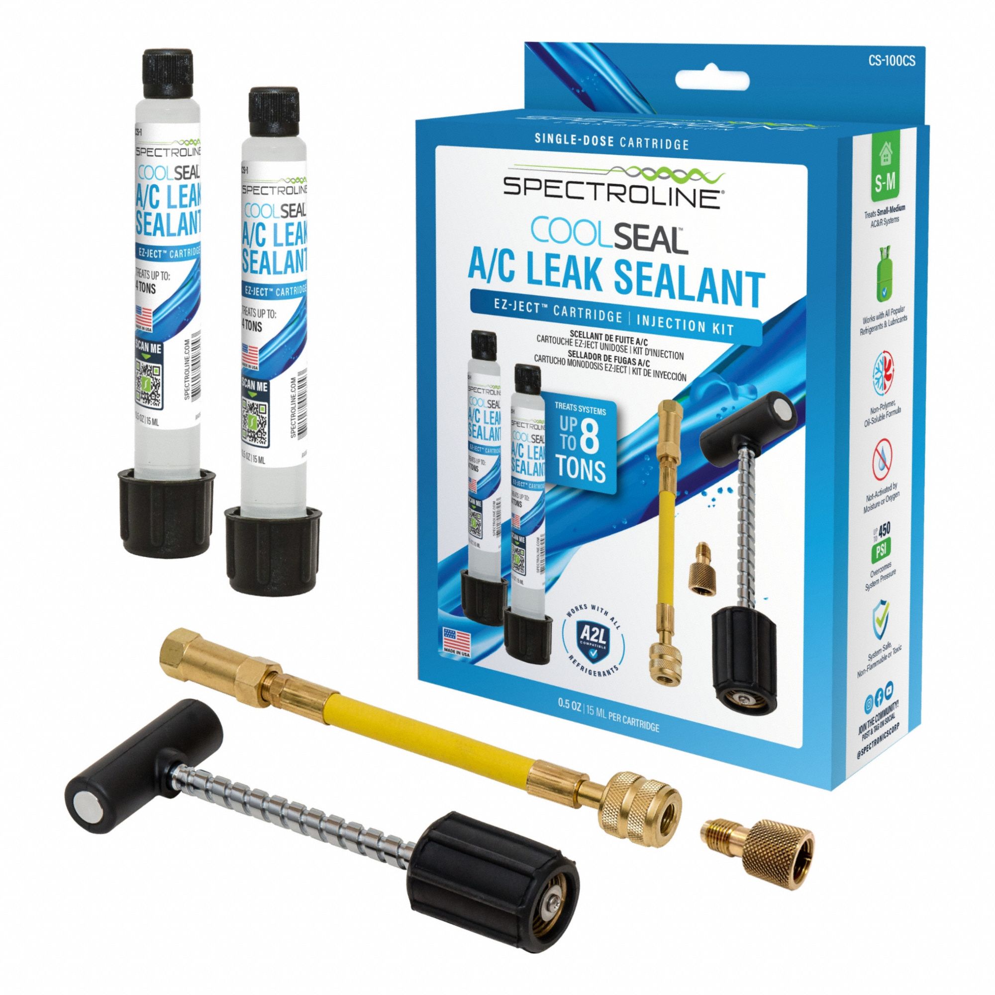 SPECTROLINE, 0.5 oz, Cartridge, Refrigerant Leak Sealant - 34GR08|CS
