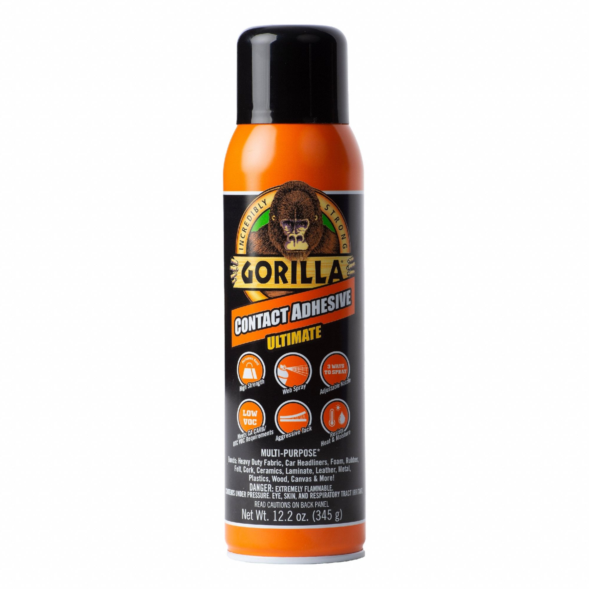 GORILLA, Contact Adhesive Ultimate, 12.2 fl oz, Spray Adhesive 822EE0