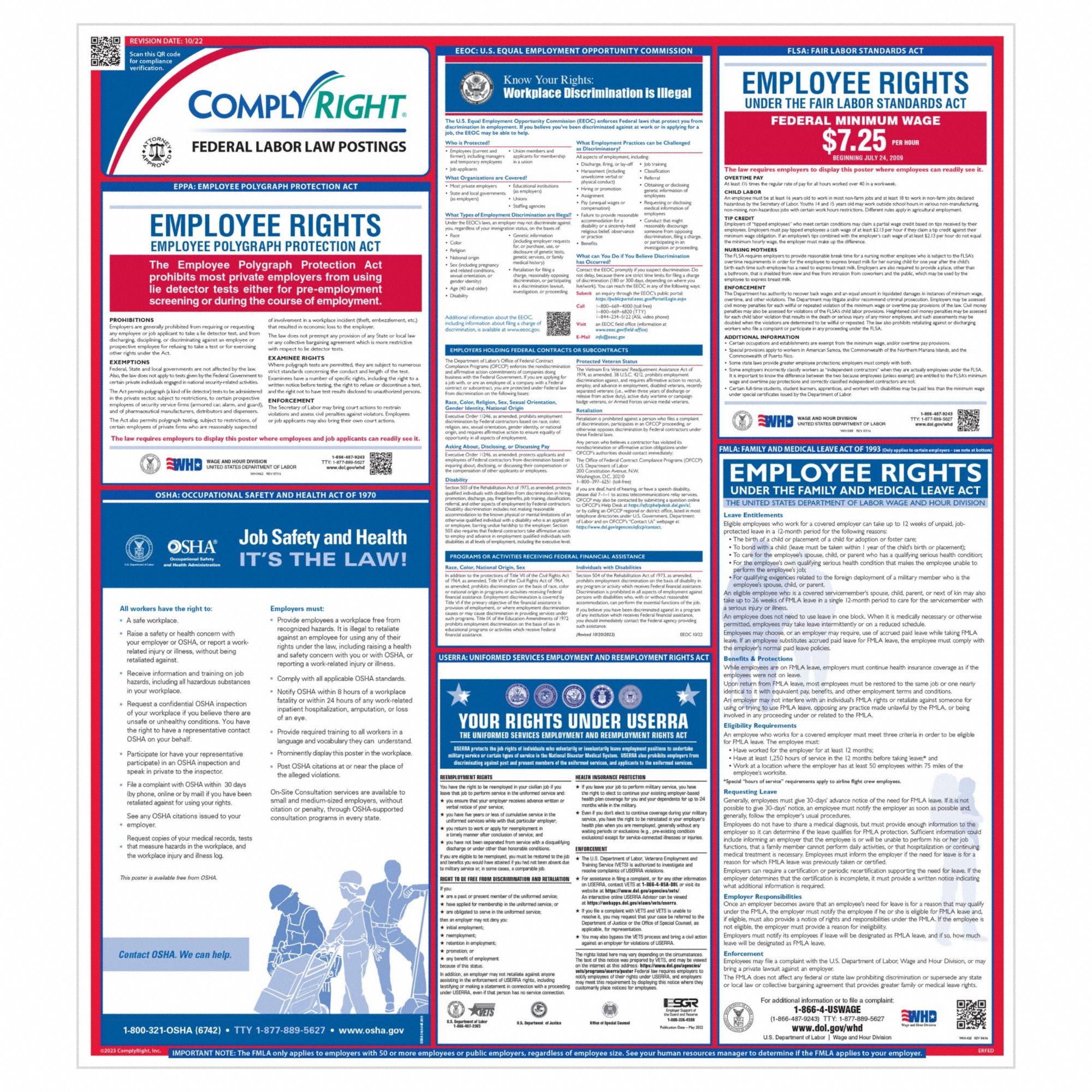 COMPLYRIGHT, Federal Labor Law, DC, Labor Law Poster 52MU60ERFED