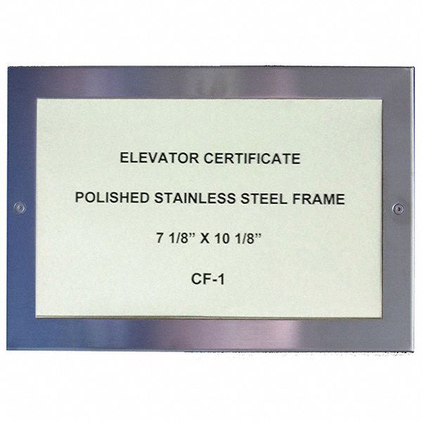 FRED SILVER Elevator Inspection Certificate Frame 798A49CF1 Grainger
