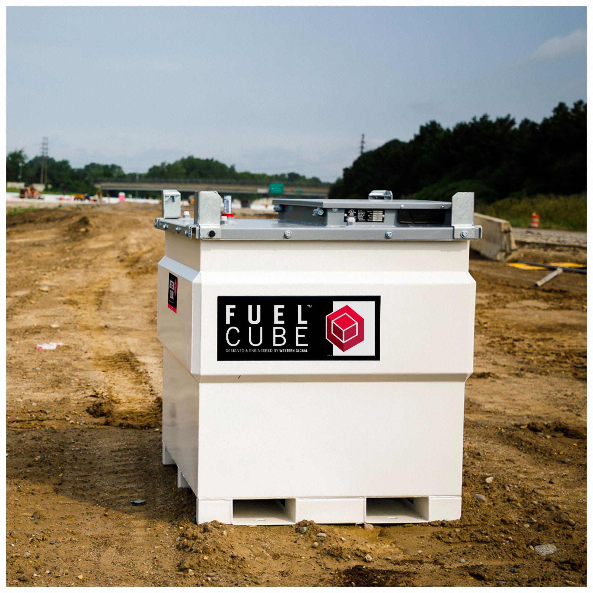 WESTERN GLOBAL White Square Diesel Fuel Tank, 243 gal Capacity, Steel