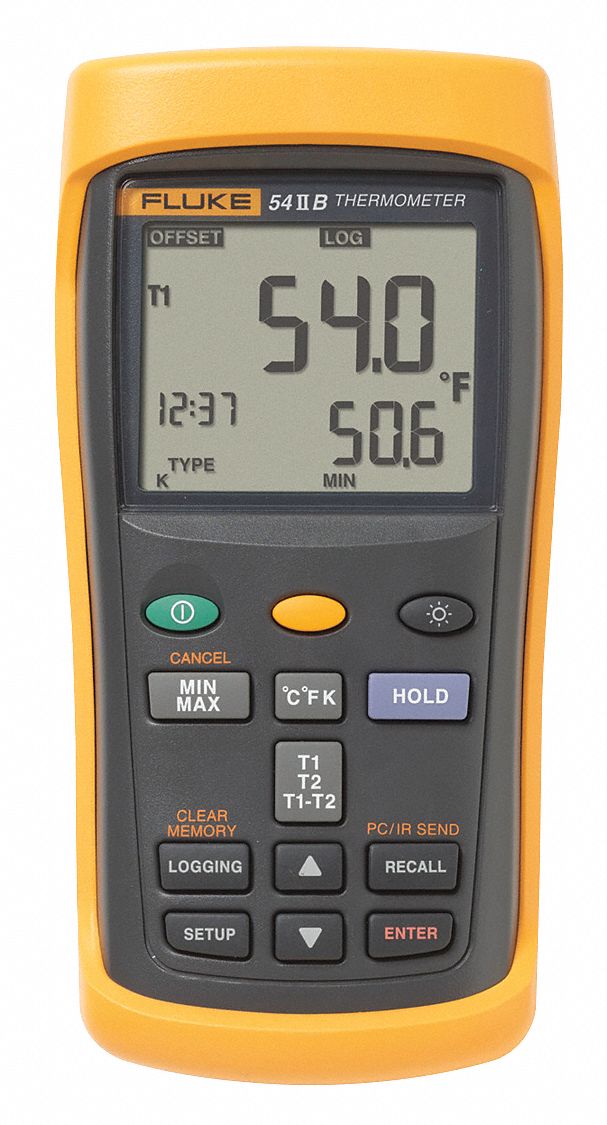 FLUKE Thermocouple Thermometer, Thermocouple, Accuracy ±0.05 + 0.3°C 6MRN3FLUKE542 B/CWG