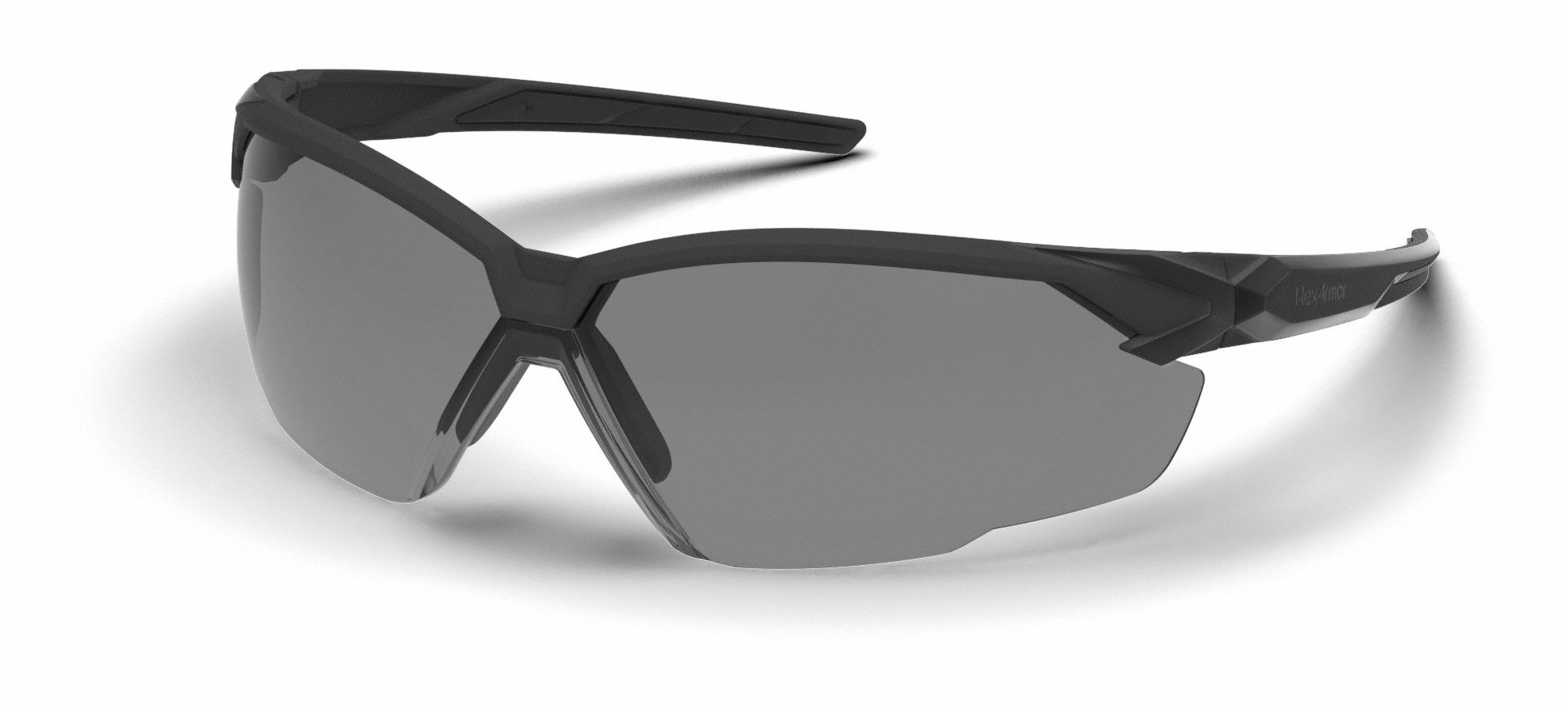 HEXARMOR Safety Glasses Wraparound Frame, HalfFrame, Gray, Black