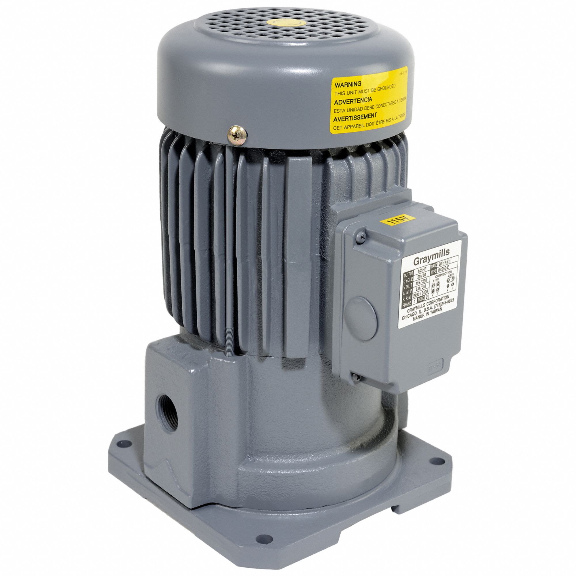 GRAYMILLS, 1/2 hp, 115/230V AC, Machine Tool Pump 795WM3IMS50E