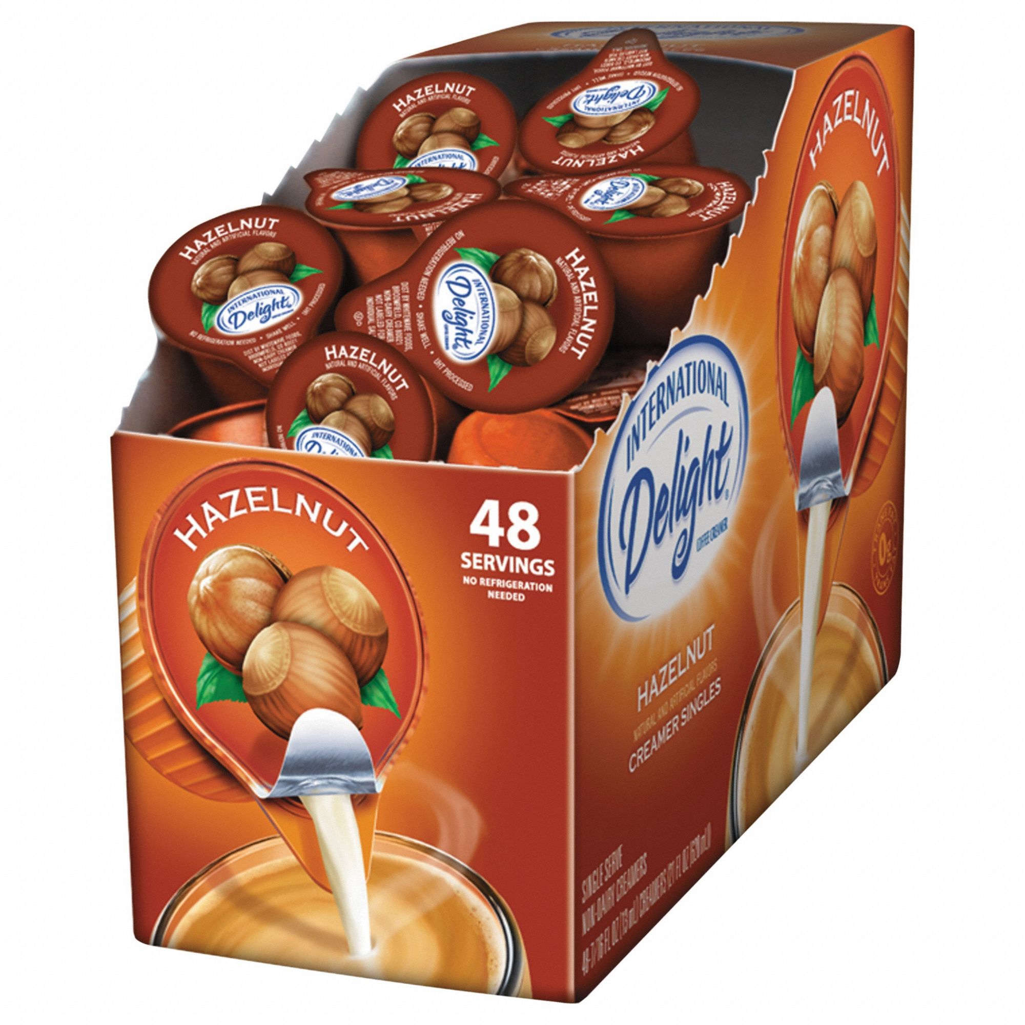 INTERNATIONAL DELIGHT., Hazelnut, 48 Pack Count, Hazelnut Creamer 43PJ7502283 Grainger