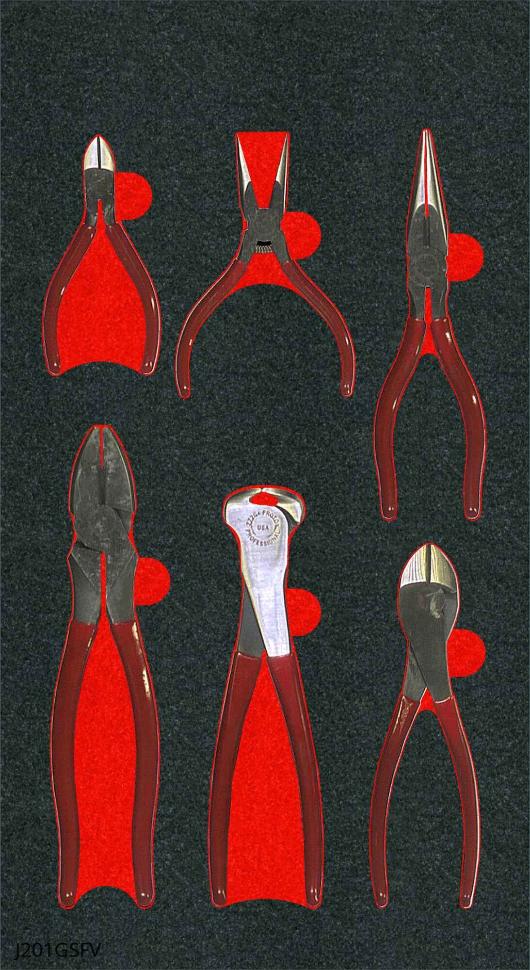 7 Pliers, Std Cushion Grip, Cutting Pliers Kit 806K89J201GSKV Grainger