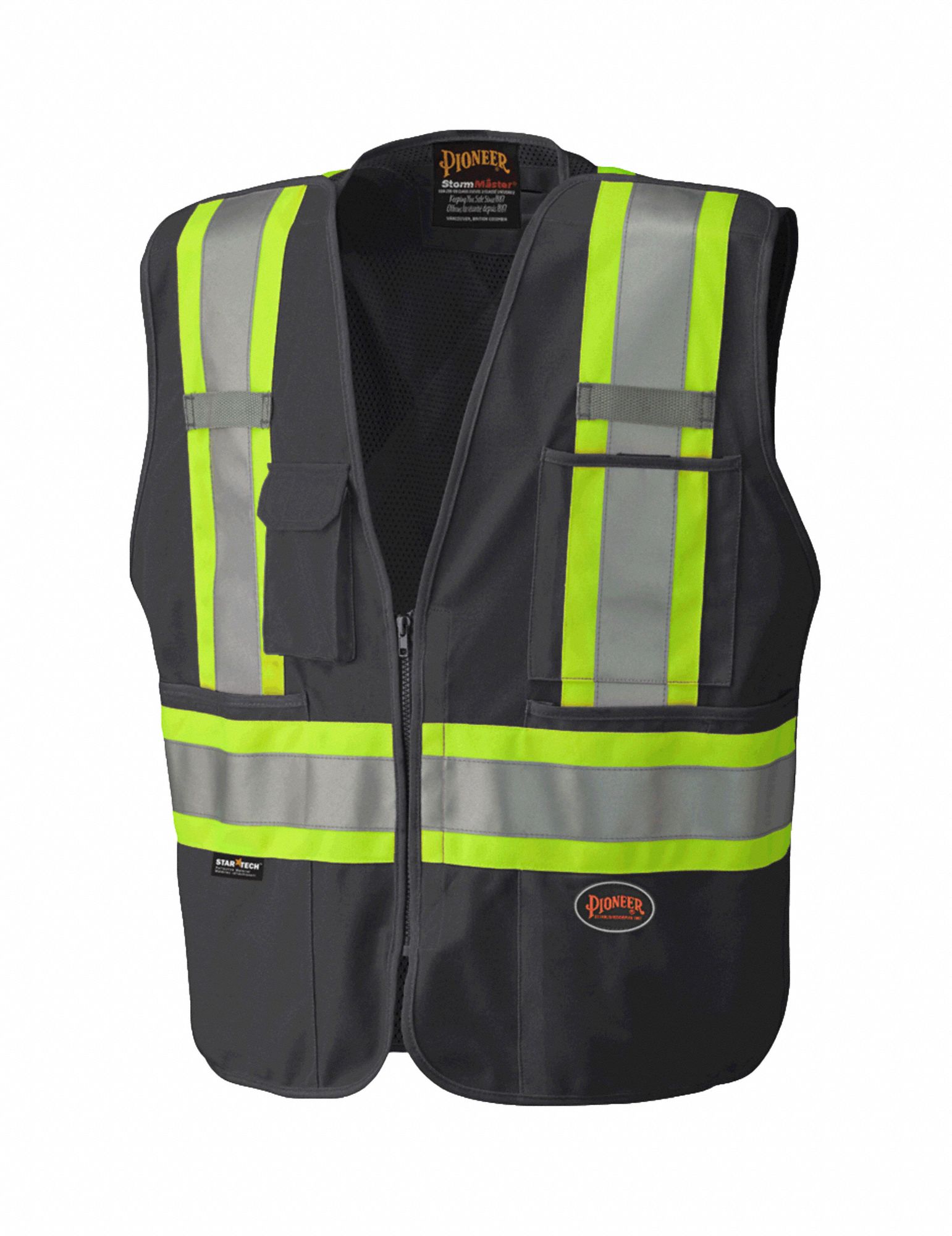 PIONEER UNISEX SAFETY VEST, 4XL, BLACK, POLYESTER, STARTECH REFLECTIVE