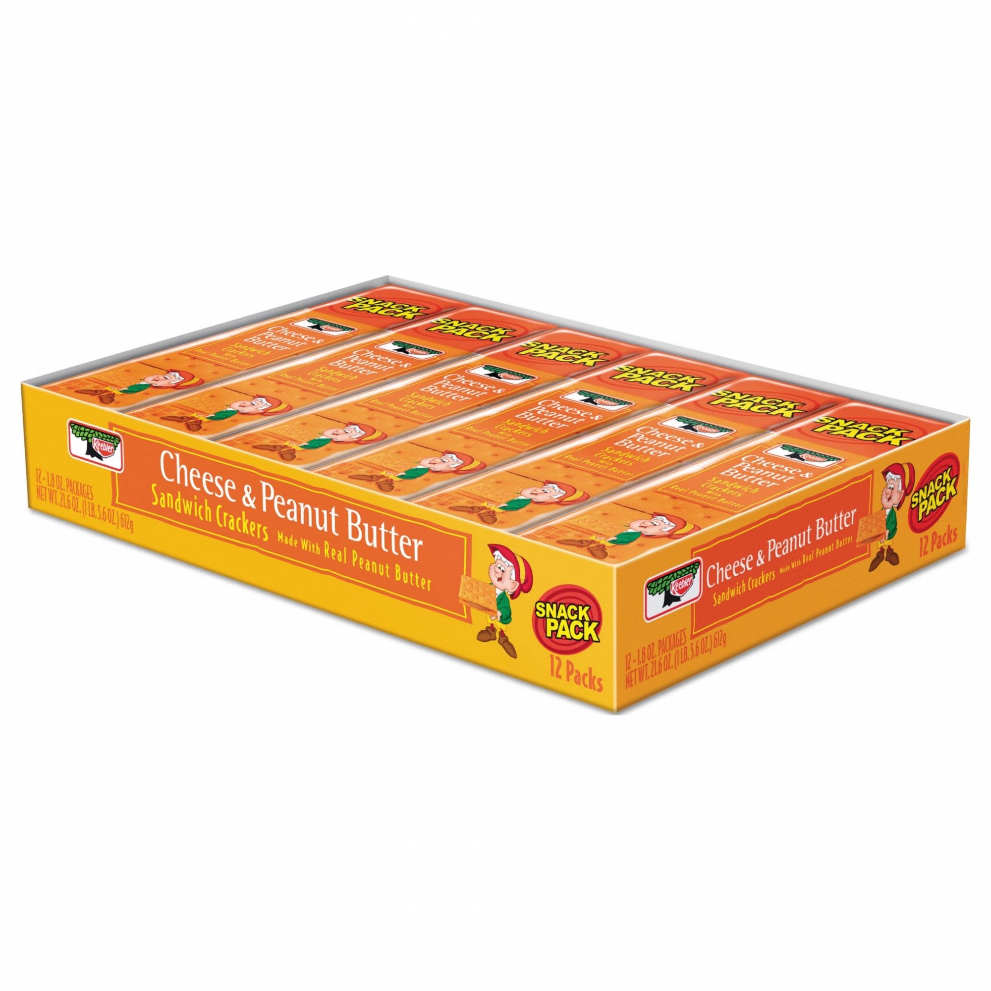 KEEBLER, Cheese/Peanut Butter, 1.8 oz Item Size, Sandwich Crackers