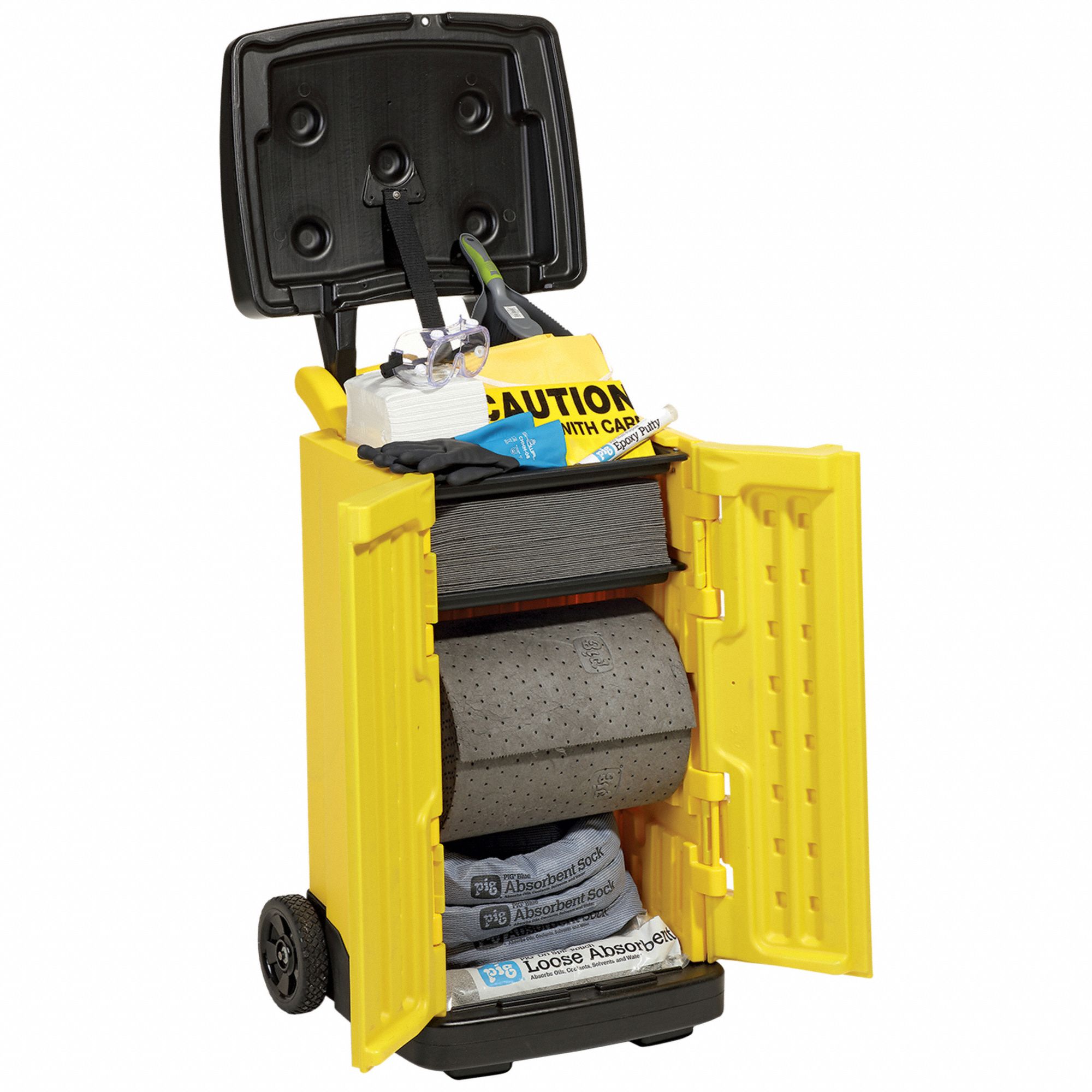 PIG, 20 gal Volume Absorbed Per Kit, Yellow, QuickResponse High