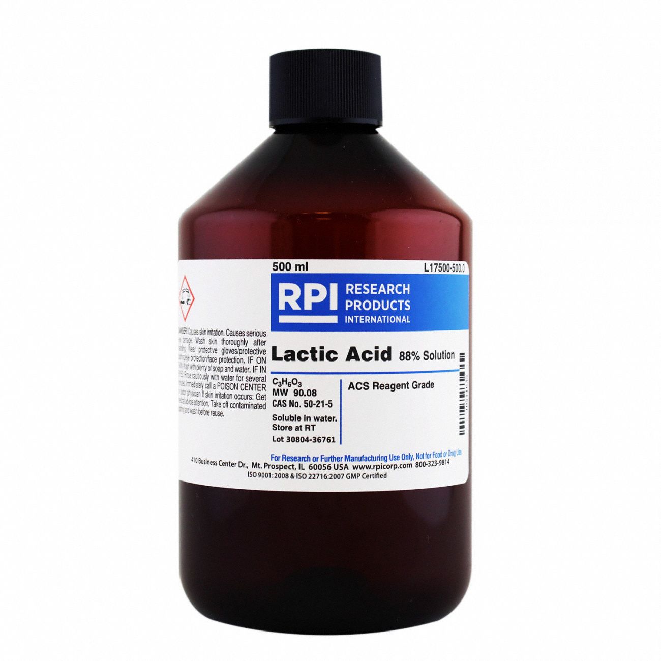 50-21-5, 90.08, Lactic Acid, 88 Percent - 30UD54|L17500-500.0 - Grainger