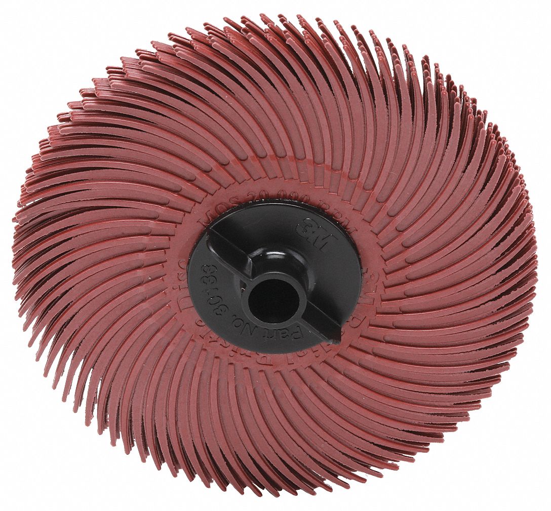 SCOTCHBRITE, 3 in Brush Dia., 220 Abrasive Grit, Radial Bristle Disc