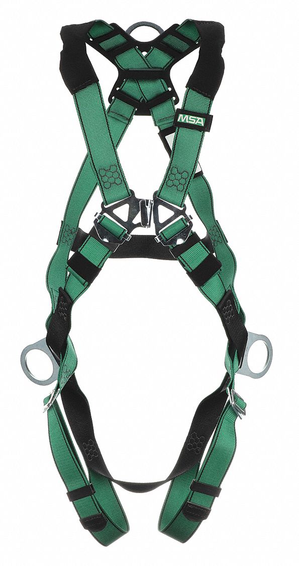 MSA Full Body Harness, 400 lb, Green M 197DM110197200 Grainger