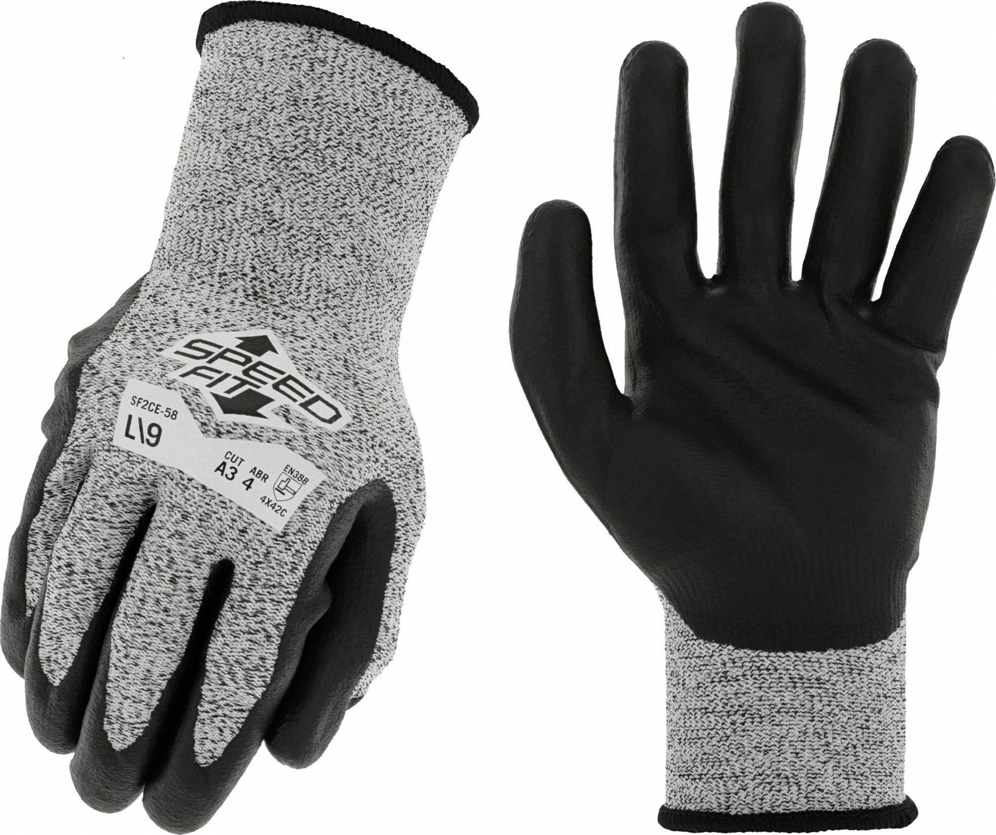MECHANIX WEAR NITRILE COATED CUTRESISTANT GLOVES, XL, GRY, 8.19 IN