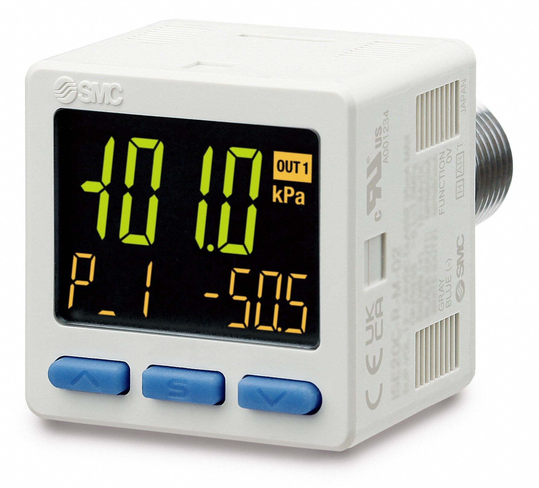 SMC, 1/8 in Port Size, 2 NPN Outputs 1 Analog Output, Vacuum Pressure