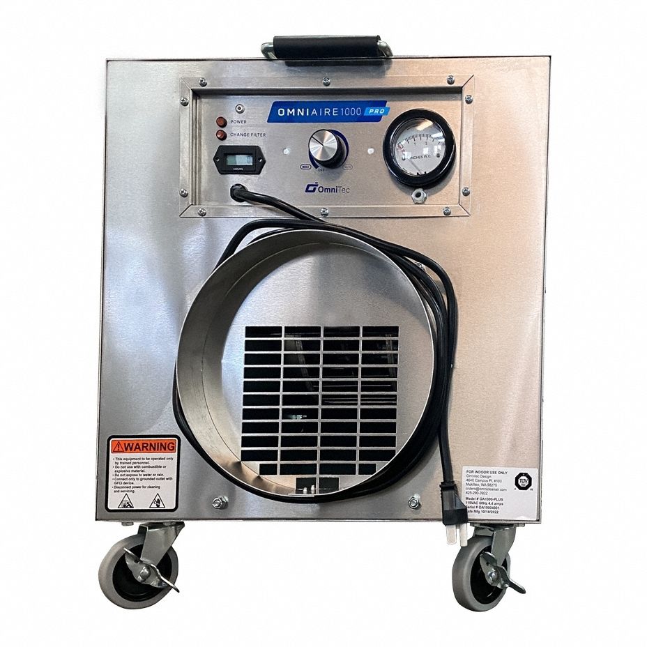 OMNI CLEANAIR, 72 dB Max Noise Level, Aluminum, Negative Air Machine