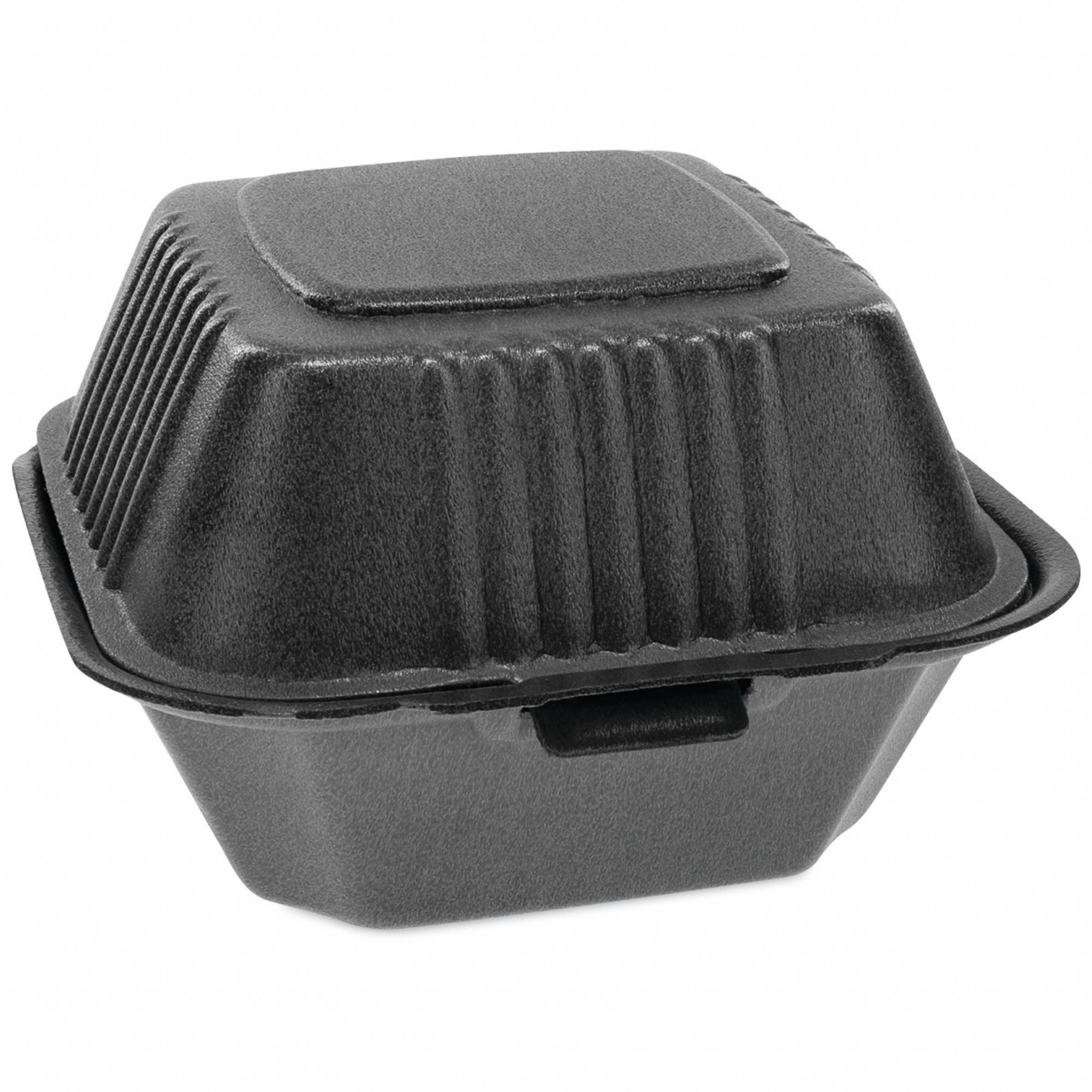 PACTIV, Black, Hinged Lid Container Container, Disposable CarryOut