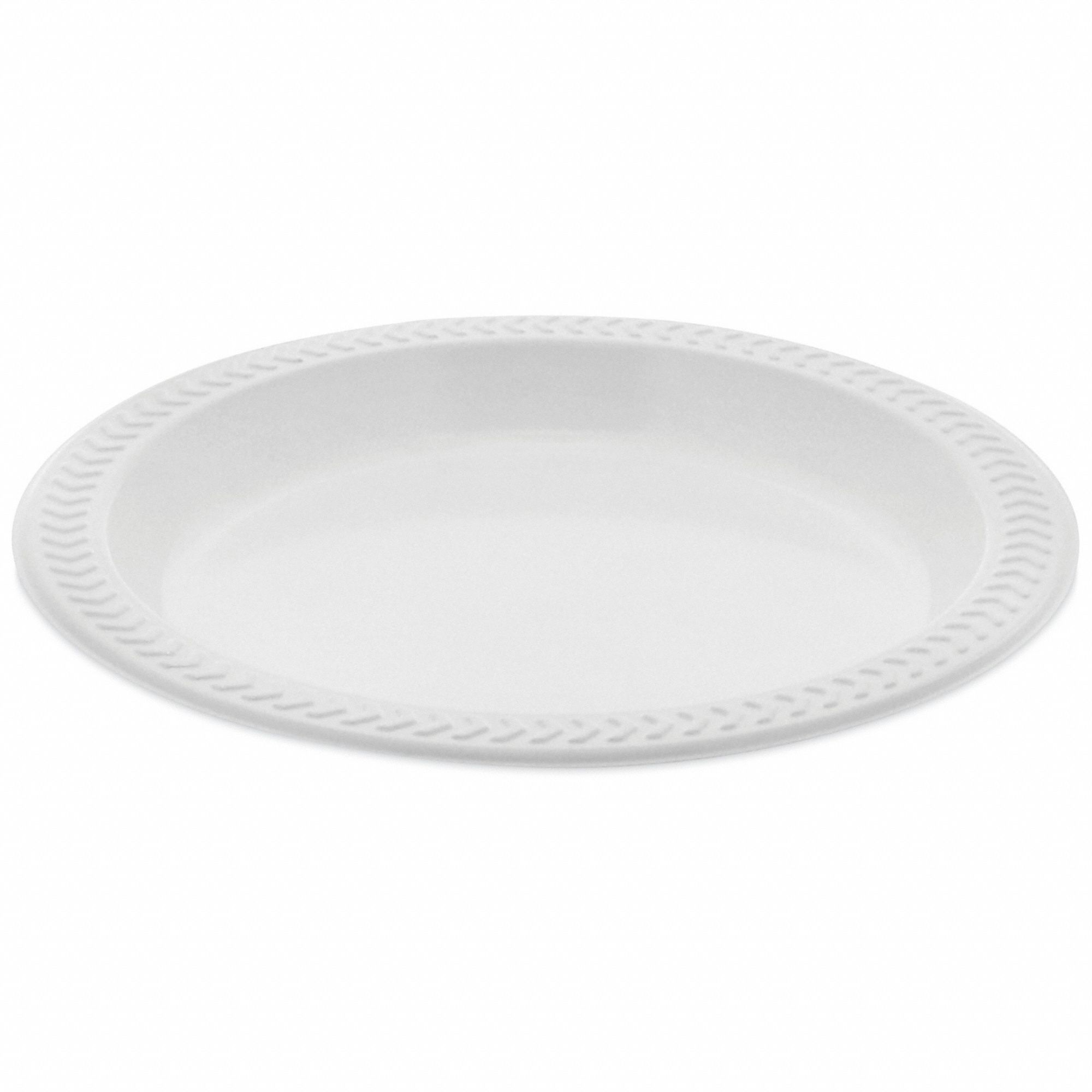 PACTIV, White, 6 in Disposable Plate Size, Disposable Plastic Plate