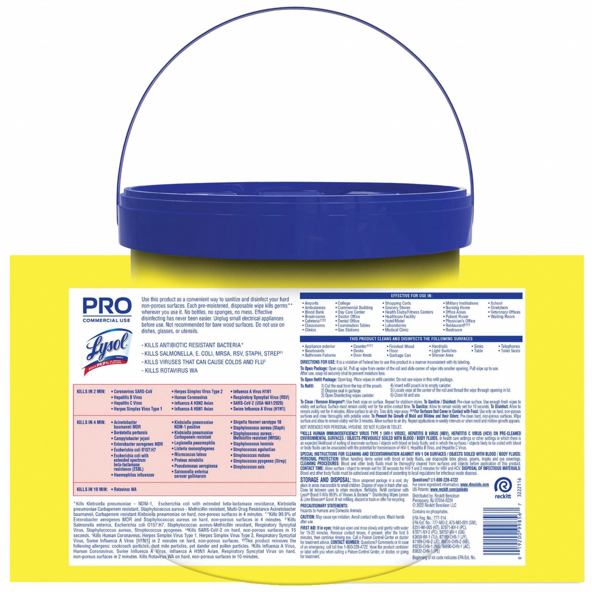 LYSOL Disinfecting Wipes Bucket, 800 ct Container Size, Ready to Use