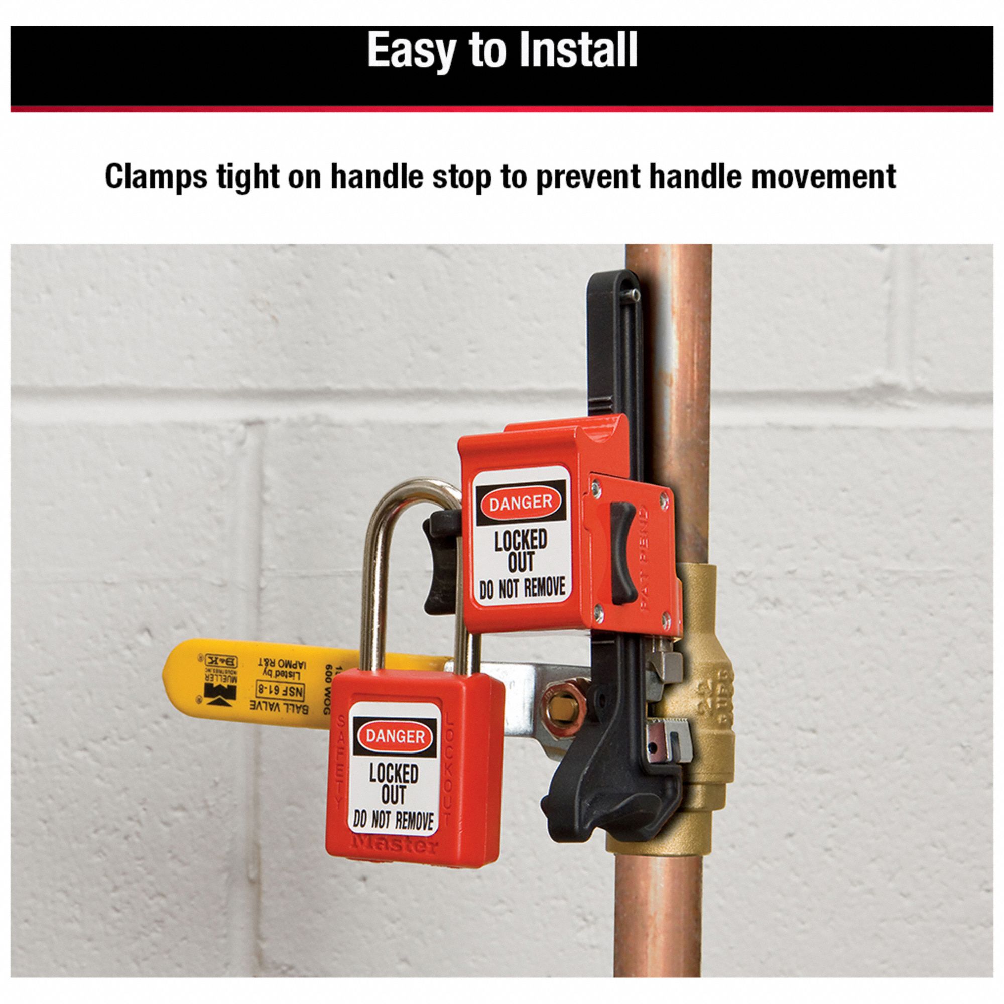 MASTER LOCK Ball Valve Lockout 2 in, 6 in, 2 3/4 in 4EMY9S3068
