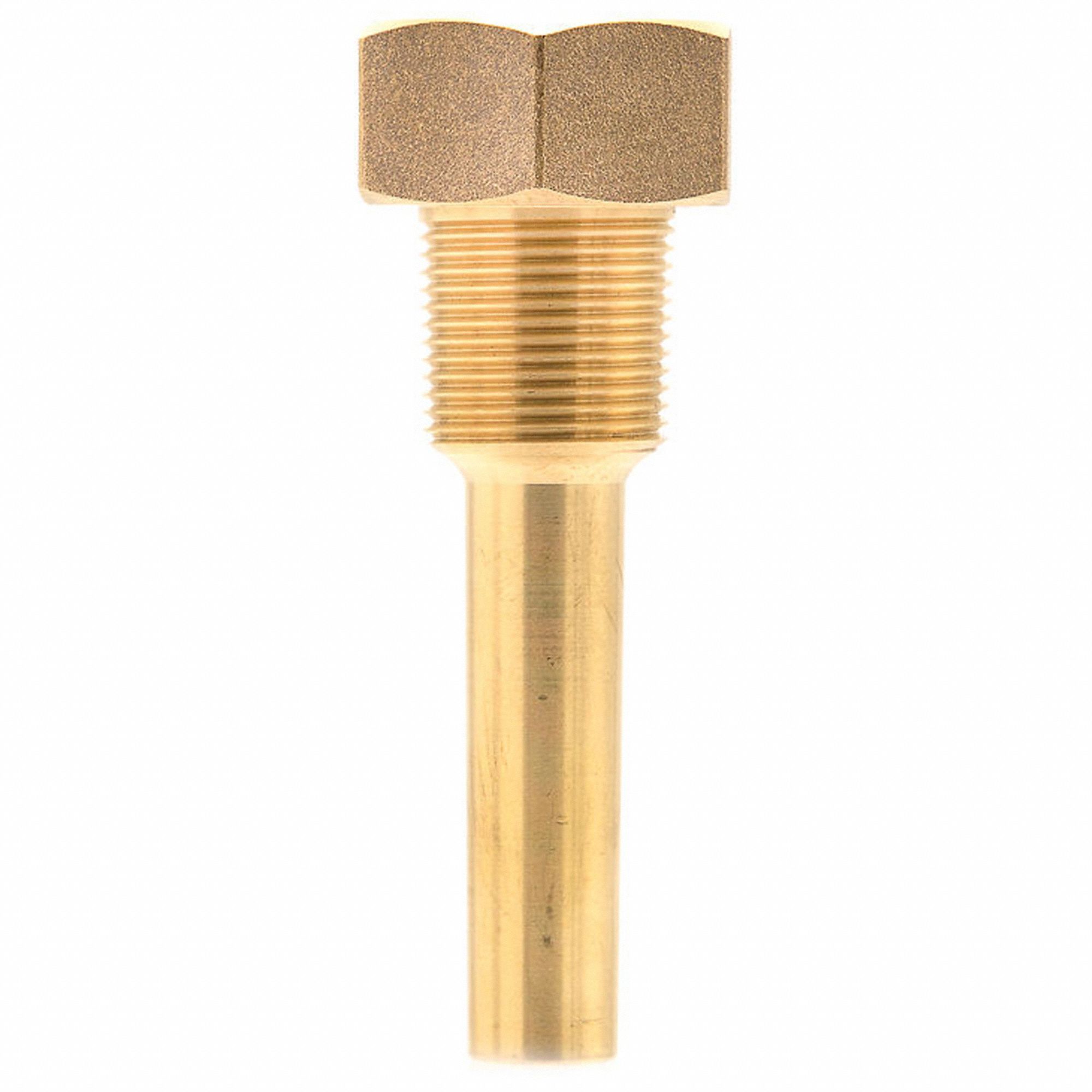 Brass, 3/4" NPT, Threaded Thermowell 801CP3T1E3D2PBF Grainger