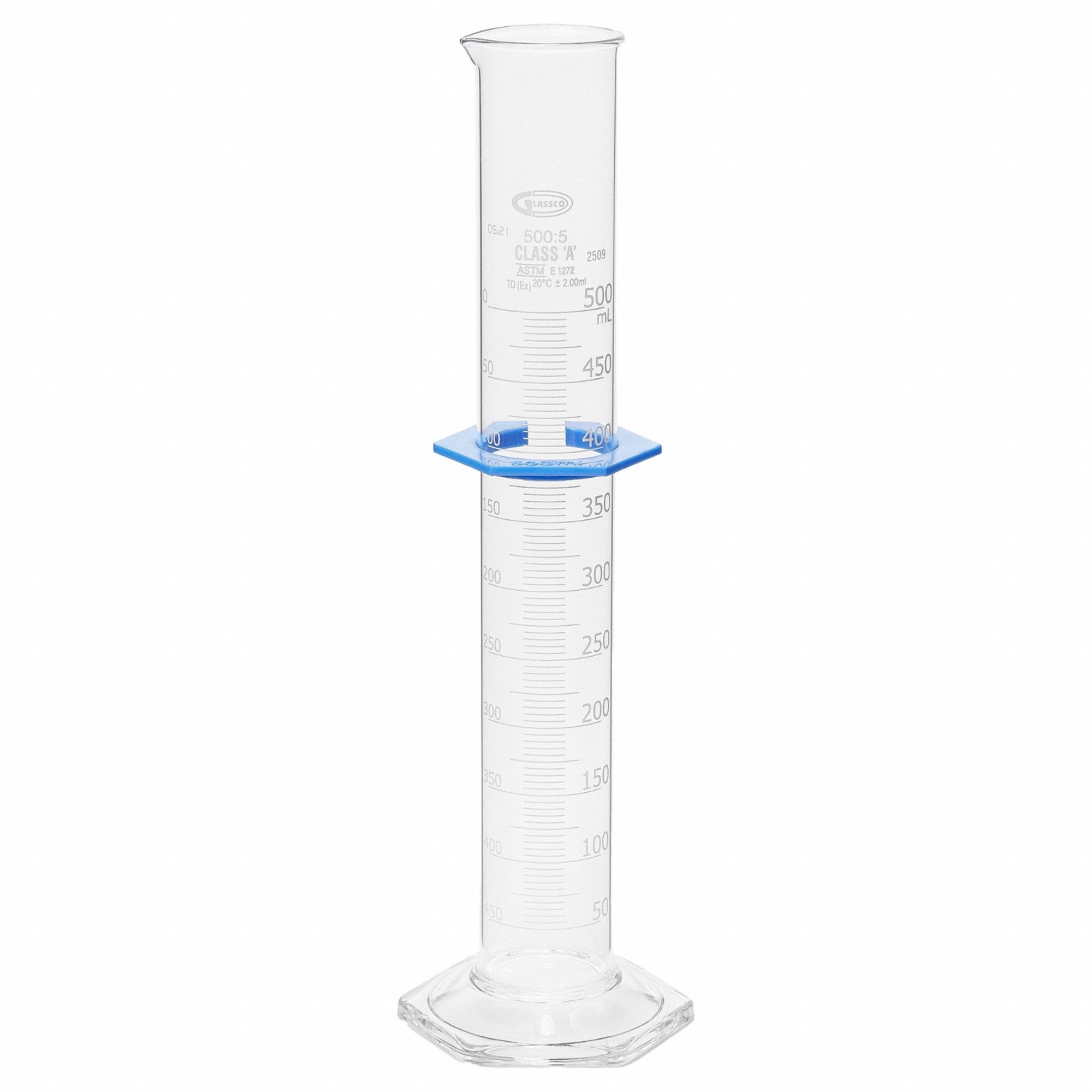 Borosilicate Glass, 500 mL Capacity mL, Graduated Cylinder 811J63