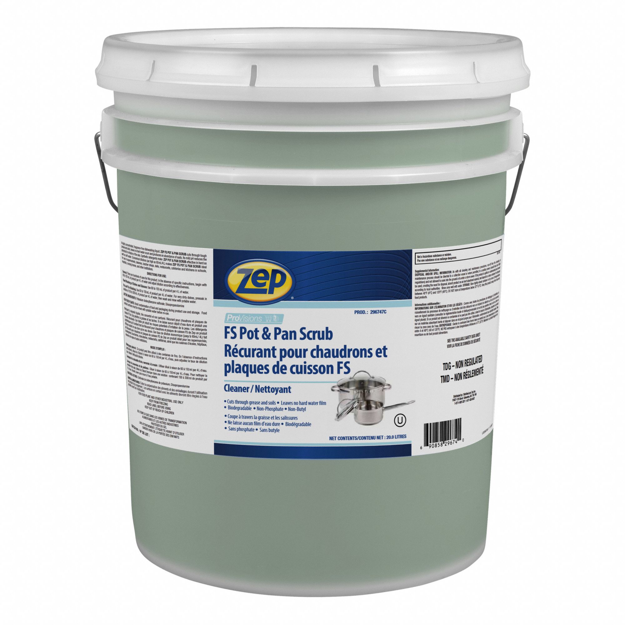 ZEP FS POT AND PAN SCRUB,PAIL,20L Food Sanitizing Equipment and Test