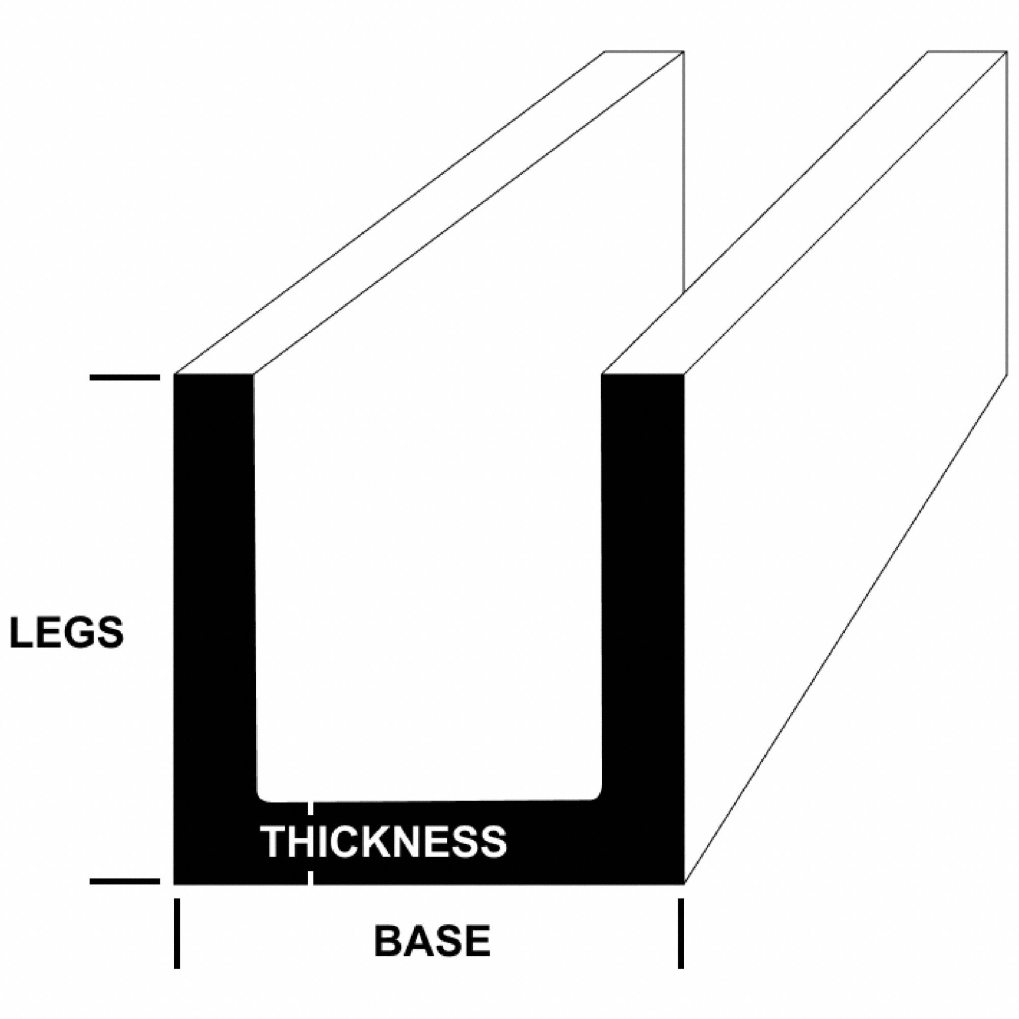 GRAINGER APPROVED Aluminum Channel 6061 24 in Overall Lg, 1 5/8 in