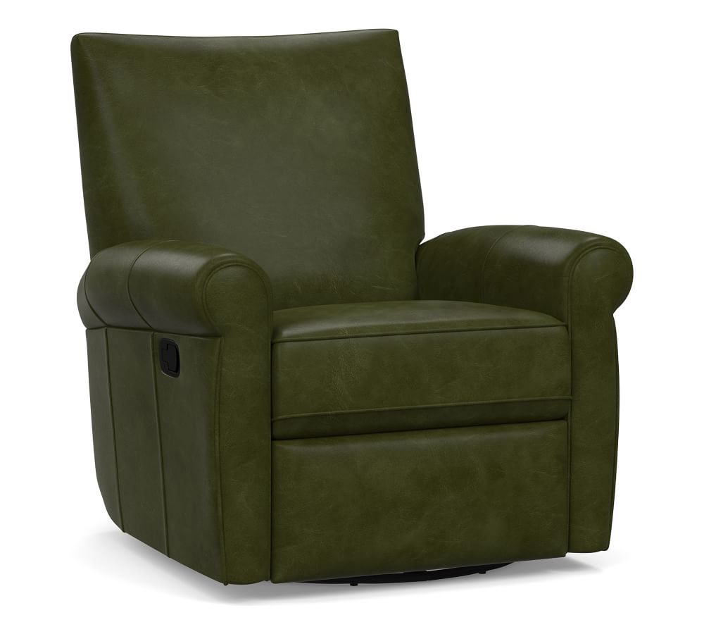 Grayson Leather Swivel Recliner, Polyester Wrapped Cushions