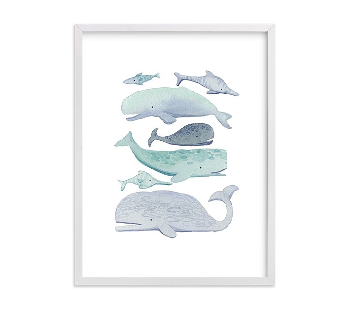 Minted(R) Blue Whales Wall Art by Kelsey Carlson; 8x10, Gray Pottery