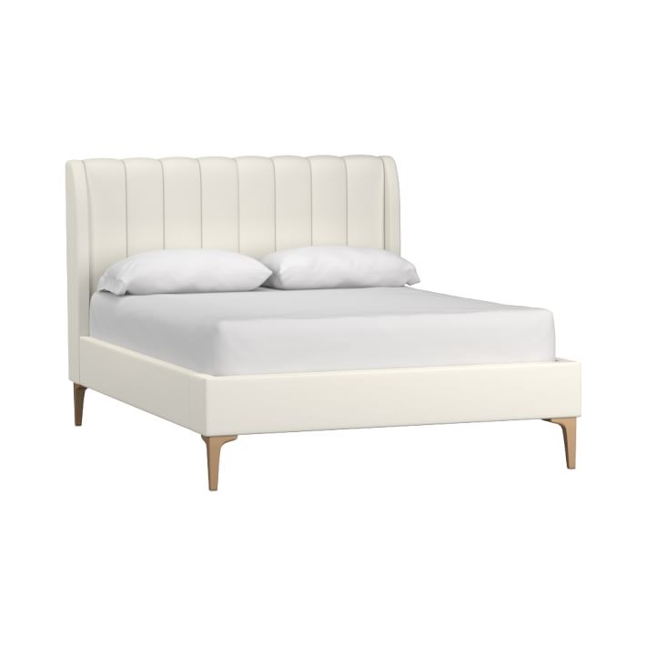 Avalon Channel Stitch Upholstered Bed, King, Lustre Velvet Linen
