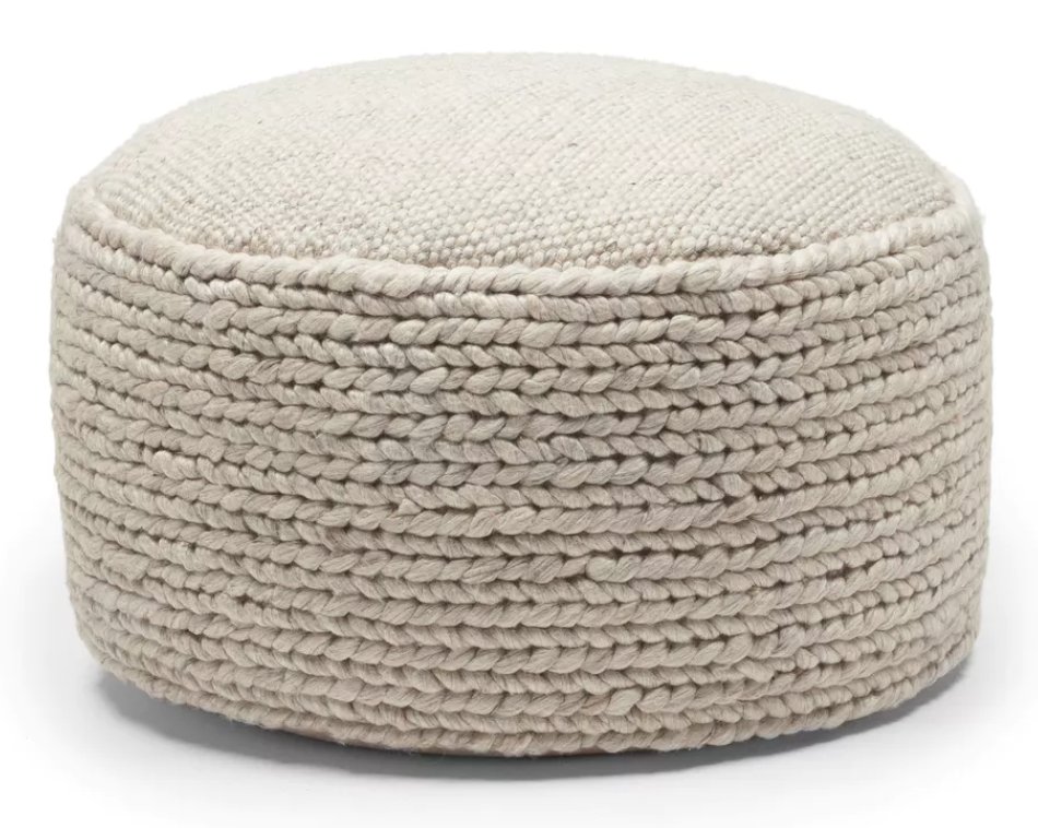Hira Natural Ivory 30" Pouf Article Havenly