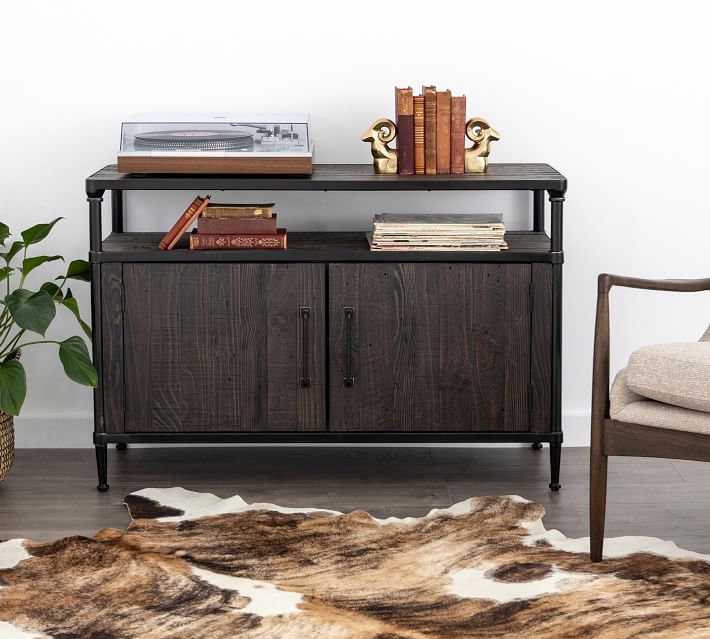 Juno Media Console, Small, Carbon Pottery Barn Havenly