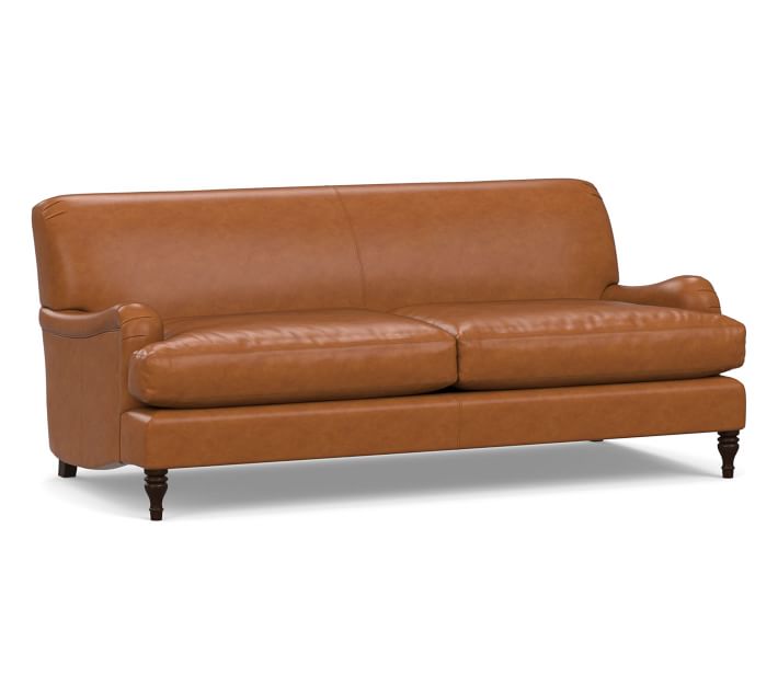 Carlisle Leather Sofa 80", Polyester Wrapped Cushions, Signature Maple