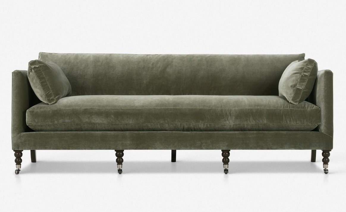 Fabienne Velvet Sofa, Moss Lulu and Havenly