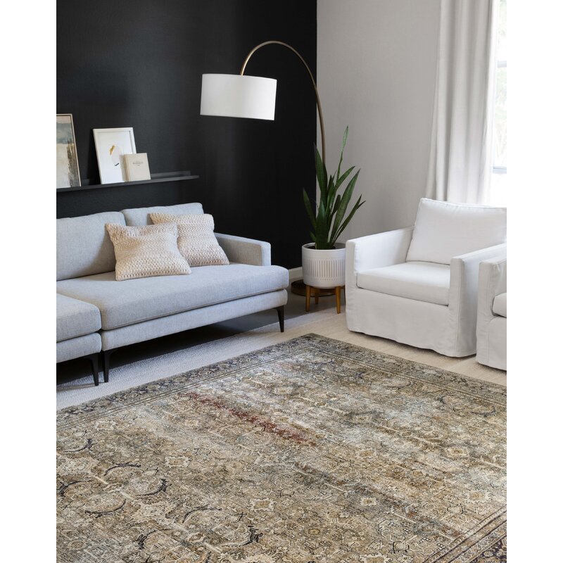 Giacinto Oriental Olive/Charcoal Area Rug Wayfair