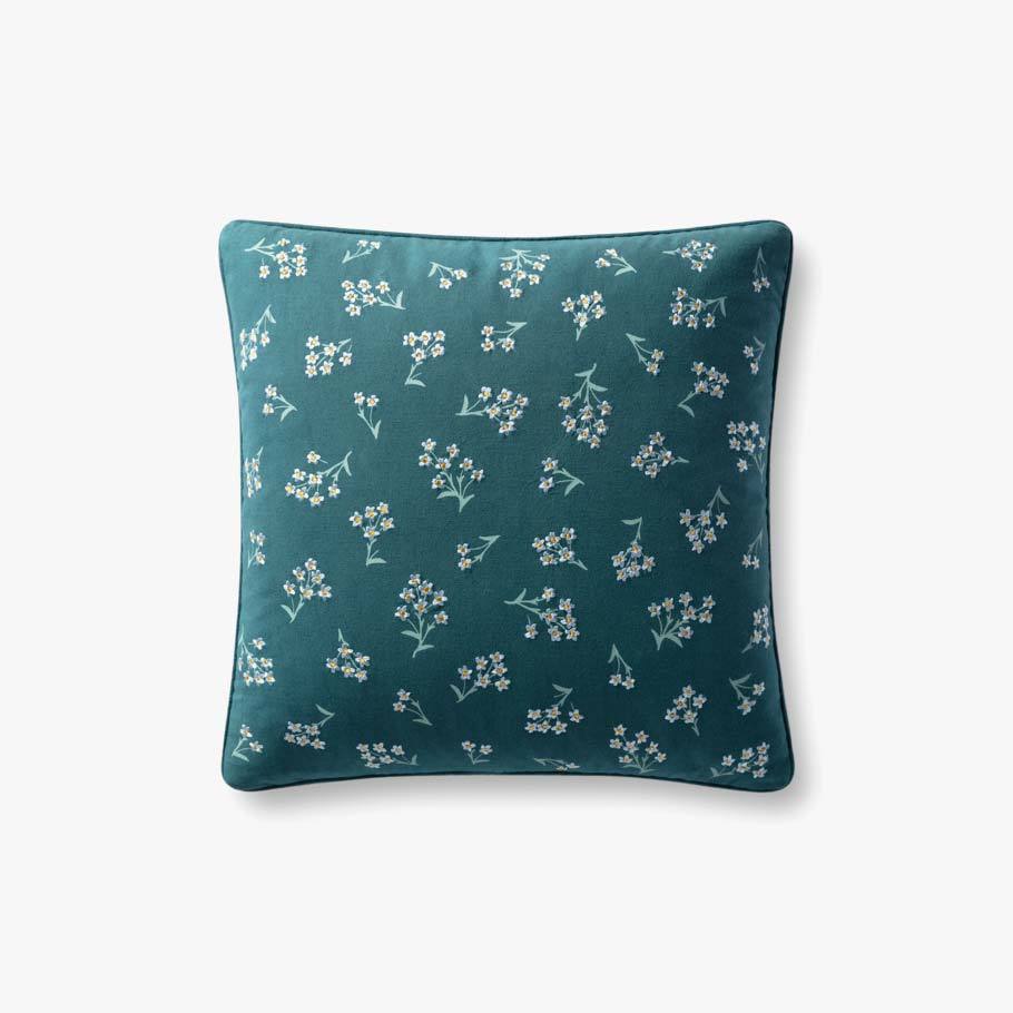 Rifle Paper Co. x Loloi PILLOWS P6075 TEAL / MULTI 18" x 18" Cover w