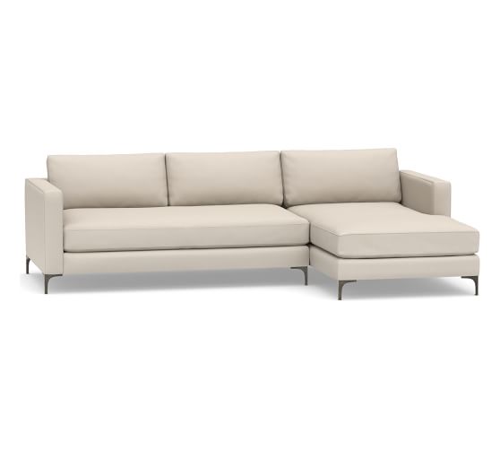 Jake Upholstered Left Arm Sofa with Chaise Sectional with Bronze Legs