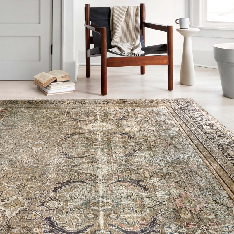 Giacinto Oriental Olive/Charcoal Area Rug Wayfair