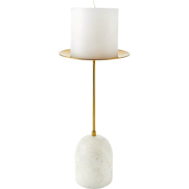 Numa Marble & Brass Pillar Candle Stand, Large CB2 Havenly