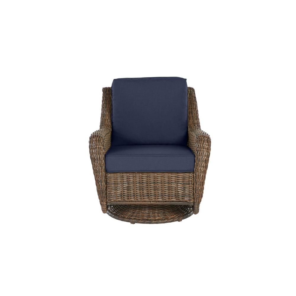 Hampton Bay Cambridge Brown Resin Wicker Outdoor Swivel Rocker with