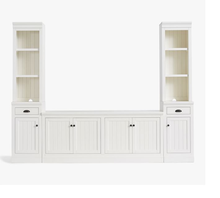 Aubrey 5Piece Entertainment Center Bookcases, Dutch White, 108" Wide