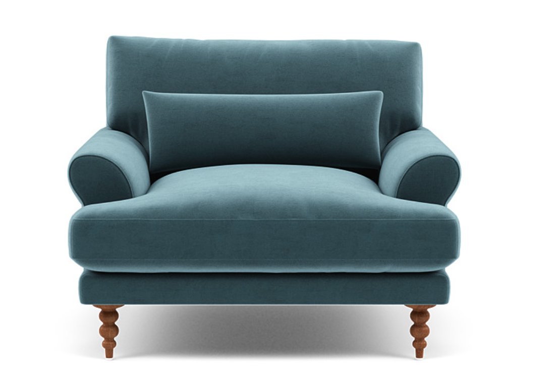 Maxwell Accent Chair with french color oiled walnut leg Interior