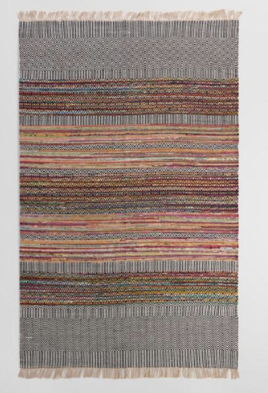 6'x9' Black Geo Chindi Reversible Amarah Area Rug Black/Multi 6' x 9