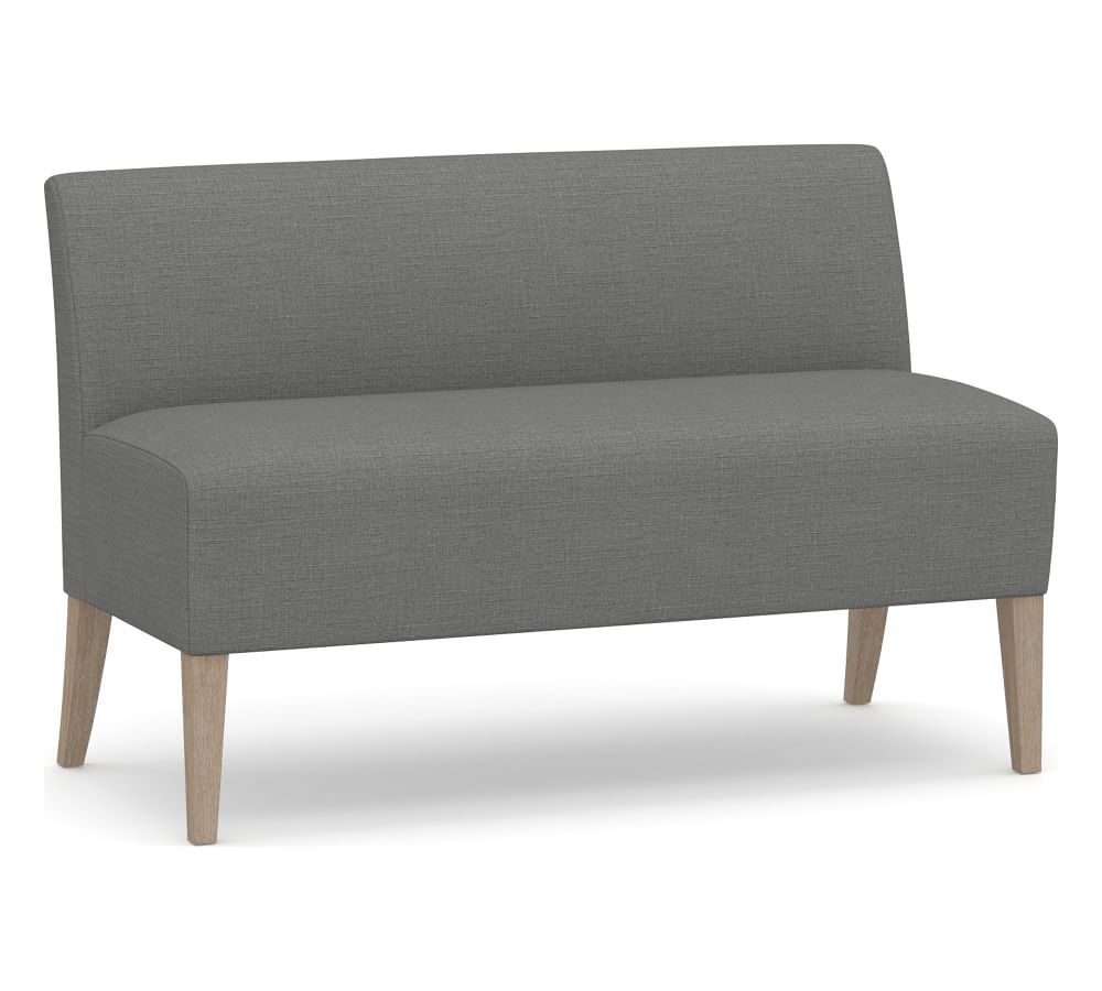 Modular Upholstered Banquette Corner, Seadrift Leg, Basketweave Slub