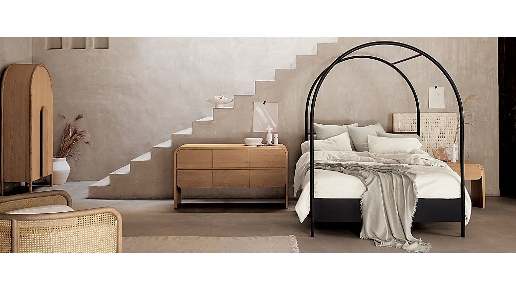 Arched Canopy Tops For Beds Canyon King Arched Canopy Bed with Upholstered Headboard Crate and