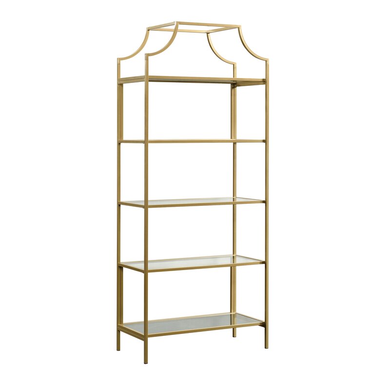 Chiasson Metal Etagere Bookcase, Gold Wayfair Havenly