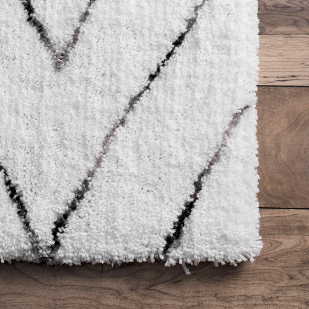 Beaulah Modern Geometric Shag White Area Rug Home Depot Havenly
