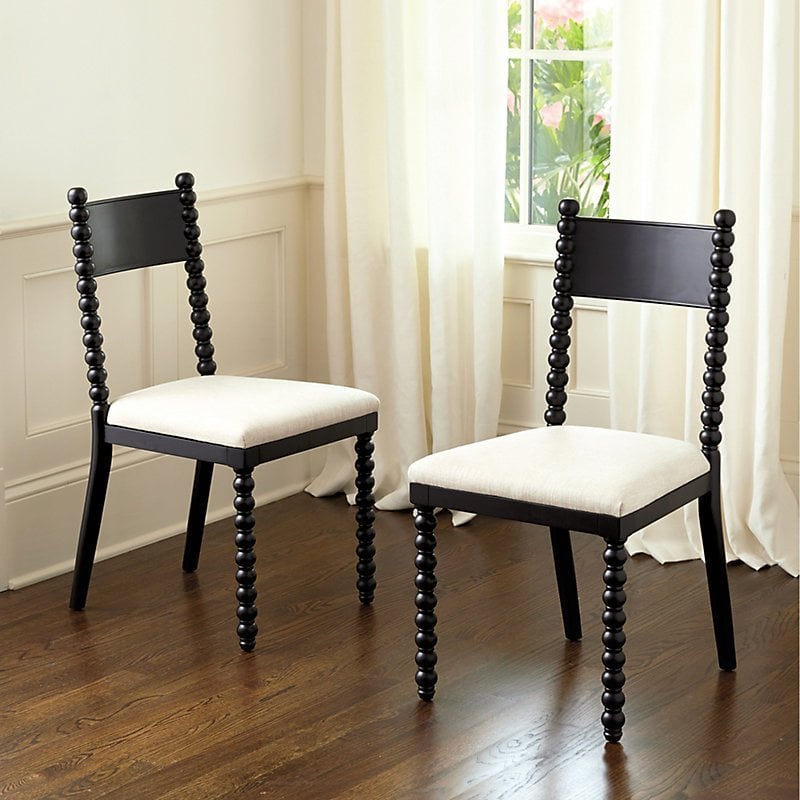 Ballard Designs Livia Spool Chair Set of 2 Worn Black Ballard
