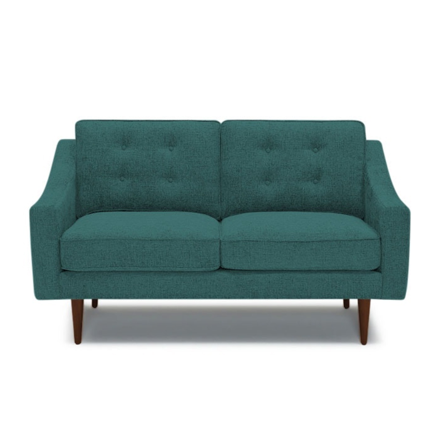 Blue Holloway Mid Century Modern Apartment Sofa Prime Peacock Mocha