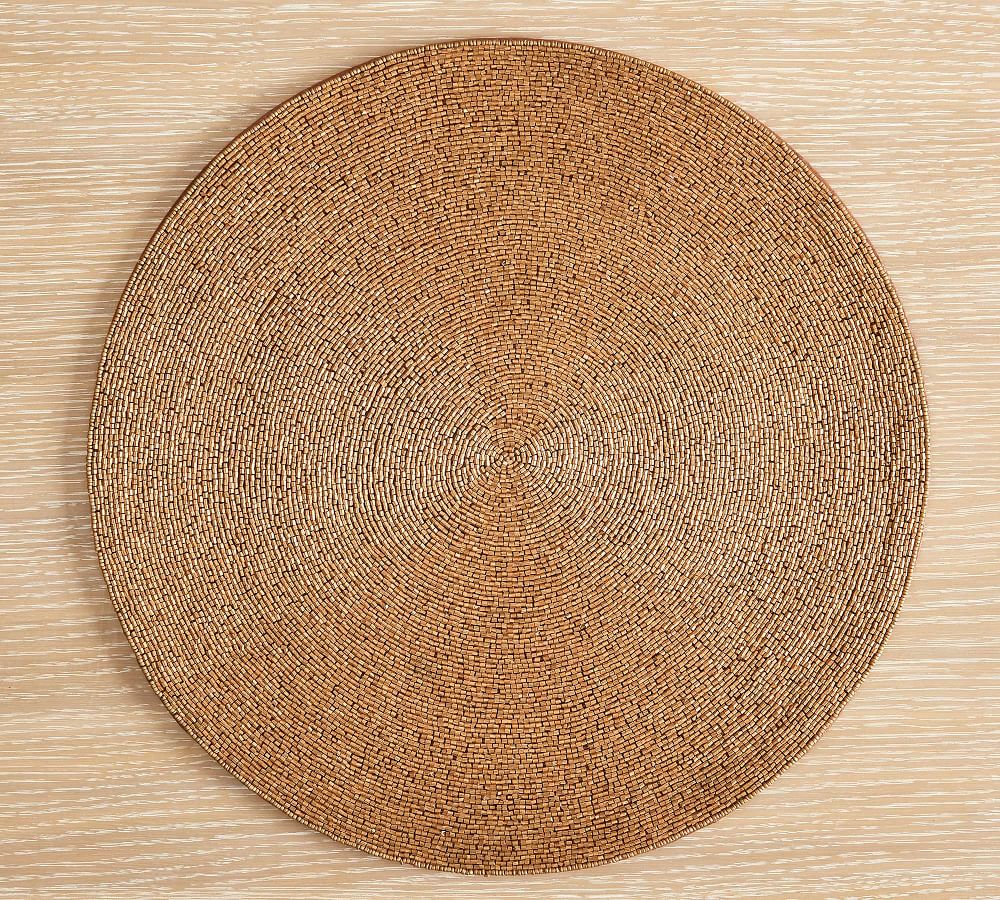 Gold Beaded Round Placemat Pottery Barn Havenly